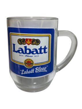 Labatt Blue Pilsner Beer Glass Mug With Handle 5" Made In France Vintage